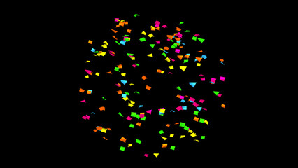 Explosion of multi-colored confetti. Confetti, tinsel on a black background