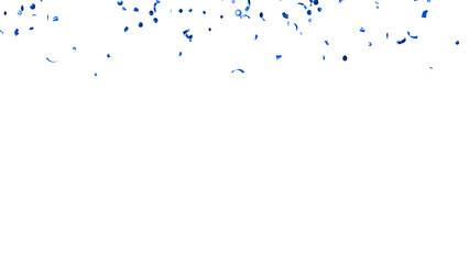 Falling blue confetti on White Background. Flying holiday tinsel. 