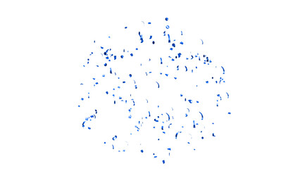 Explosion of blue confetti. Confetti, tinsel on a white background