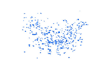 Explosion of blue confetti. Confetti, tinsel on a white background
