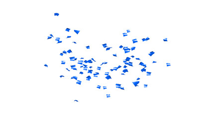 Explosion of blue confetti. Confetti, tinsel on a white background