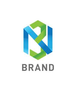 Letter N and 3 blended icon design template