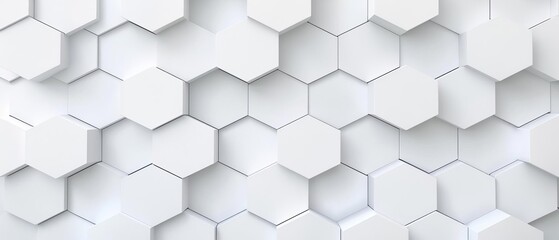 Fototapeta premium Minimalistic white hexagonal 3D wall pattern, perfect for modern interior design, backgrounds, and architectural inspiration.