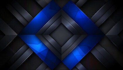 Blue and black geometric shapes with carbon fiber background