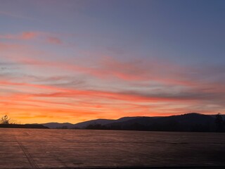 sunset and mountains