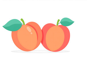 Cartoon illustration of several ripe apricots with leaves