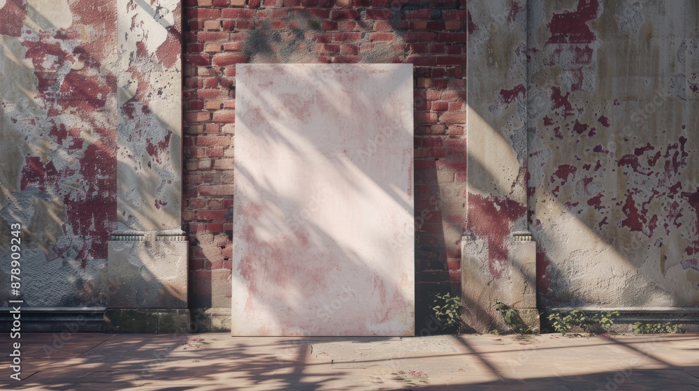 Canvas Prints Empty Canvas Against Vintage Brick Wall.