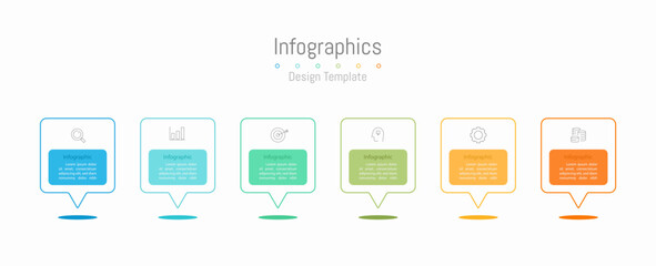 Infographic 6 options design elements for your business data. Vector Illustration.