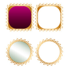 Luxury circle Golden Arabic Islamic Banner Title Frame Text Box Ramadan  Transparent Background	