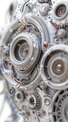 Fototapeta premium Close-up of intricate gears and mechanical parts showcasing detailed engineering and precision technology.