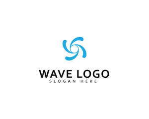 Blue Wave Logo Vector. Wave In Circle Shape
