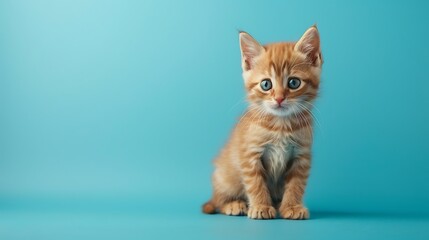 kitten on a blue background