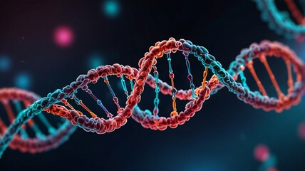 Checkup and research DNA gene biotechnology biology or genetic cells, futuristic chromosome molecule and DNA structure
