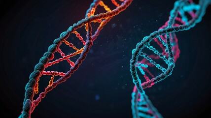 Checkup and research DNA gene biotechnology biology or genetic cells, futuristic chromosome molecule and DNA structure
