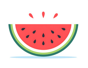 新鲜水果切开的带籽西瓜卡通插画