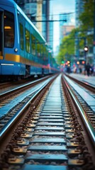 Naklejka premium a close up of a railroad track with rocks and pebbles.