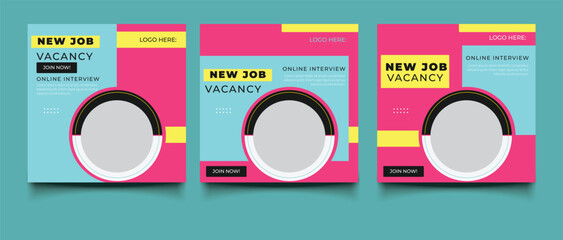We are hiring job vacancy square social media post banner template