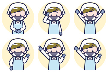 男性調理員のポーズセット_01