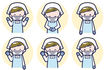 男性調理員のポーズセット_02