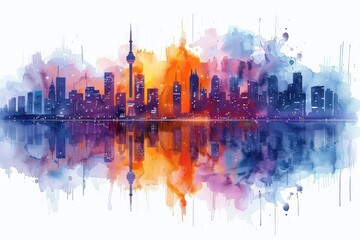 Obraz premium city skyline in watercolor