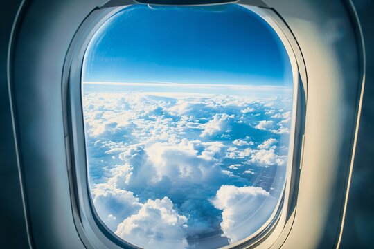 View of clouds from airplane window