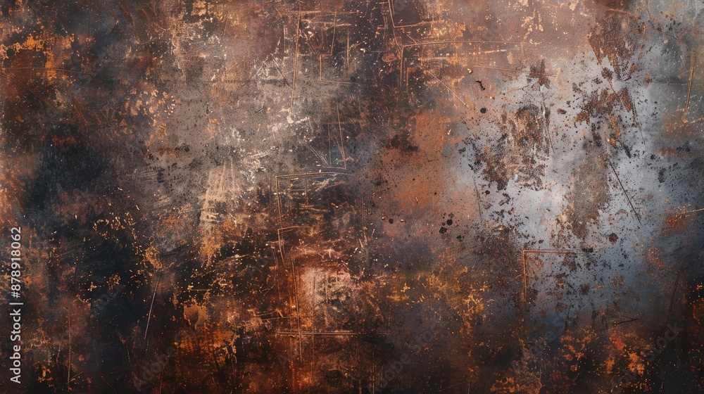Poster aged rusty metal background with scratch marks and texture