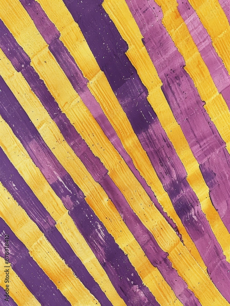 Canvas Prints Purple and yellow paint stripes are painted diagonally across a wall