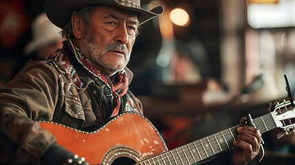 Obraz premium a folk singer and talented cowboy star at a spectacular concert