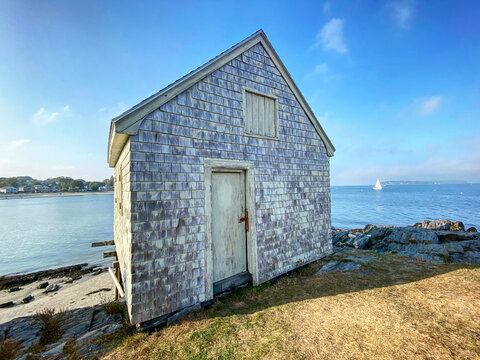Fishing Shack at Willard Beach in South Portland, Maine USA