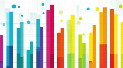 A colorful bar chart illustrating sales data over the past year, with different colors representing various product categories