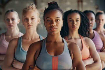 Fototapeta premium diverse female athletes celebrate their healthy and active lifestyle