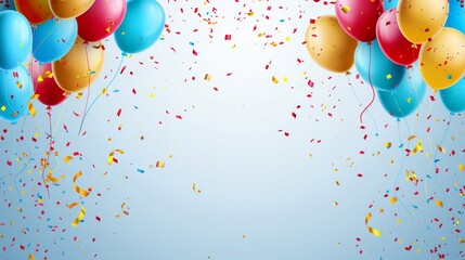 Birthday background with balloons and confetti