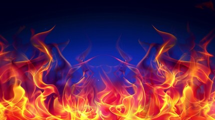 Red flame with yellow tips on dark blue background