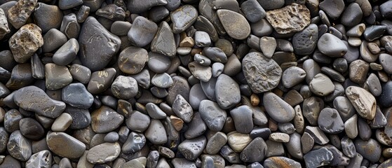 Panoramic close-up, high detail scan of basalt pebbles texture, Generative AI 