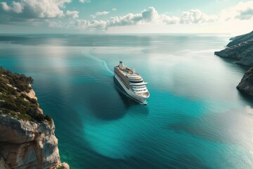Luxurious cruise ship sailing on the sea