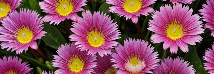 Fototapeta premium Closeup of vibrant pink and yellow flowers.