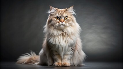 Full-body portrait of a Persian cat sitting gracefully