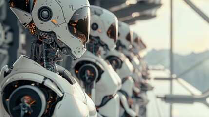 Fototapeta premium Advanced humanoid robots performing intricate