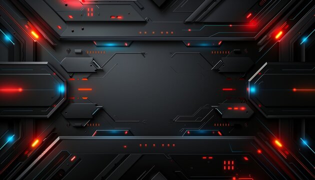 Futuristic Glowing Red Blue Technology Background
