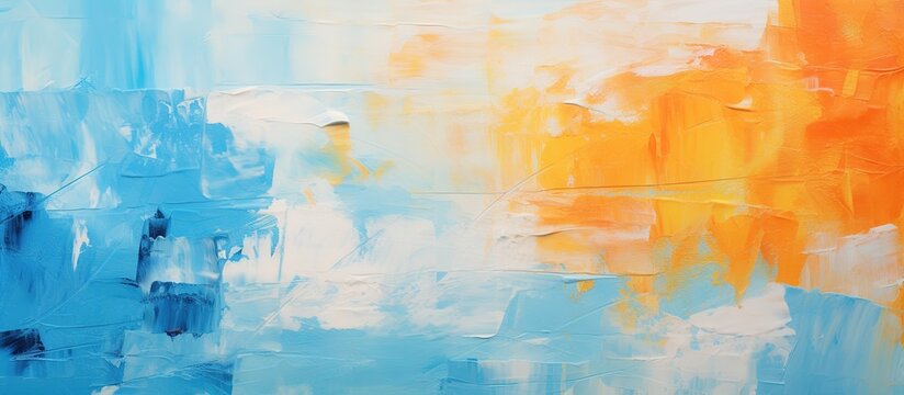 Abstract Art Painting in Blue and Orange Hues