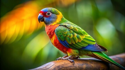 Obraz premium Full-body portrait of a parakeet with vibrant feathers perched