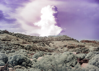 clouds on top of the mountain, infrared image