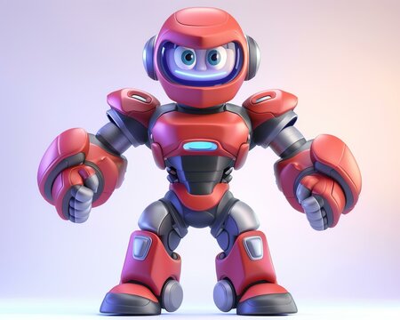 Futuristic Red Robot Illustration for Kids' Entertainment and Educational Projects