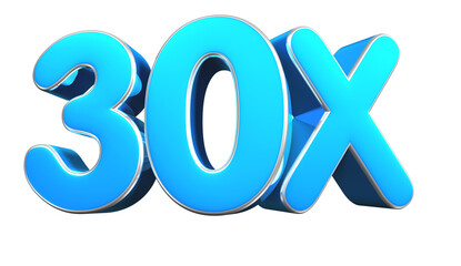 30X blue 3d illustration. Advertising signs, Product design, Product sales, Fabric design, Digital printing.