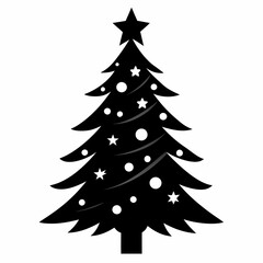 christmas, tree,christmas tree black single vector, holiday, fir, winter, decoration,christmas tree isolated,