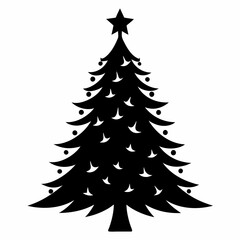 christmas, tree,christmas tree black single vector, holiday, fir, winter, decoration,christmas tree isolated,