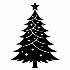 christmas, tree,christmas tree black single vector, holiday, fir, winter, decoration,christmas tree isolated,