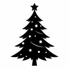 christmas, tree,christmas tree black single vector, holiday, fir, winter, decoration,christmas tree isolated,