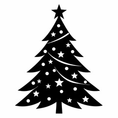 christmas, tree,christmas tree black single vector, holiday, fir, winter, decoration,christmas tree isolated,