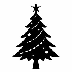 christmas, tree,christmas tree black single vector, holiday, fir, winter, decoration,christmas tree isolated,